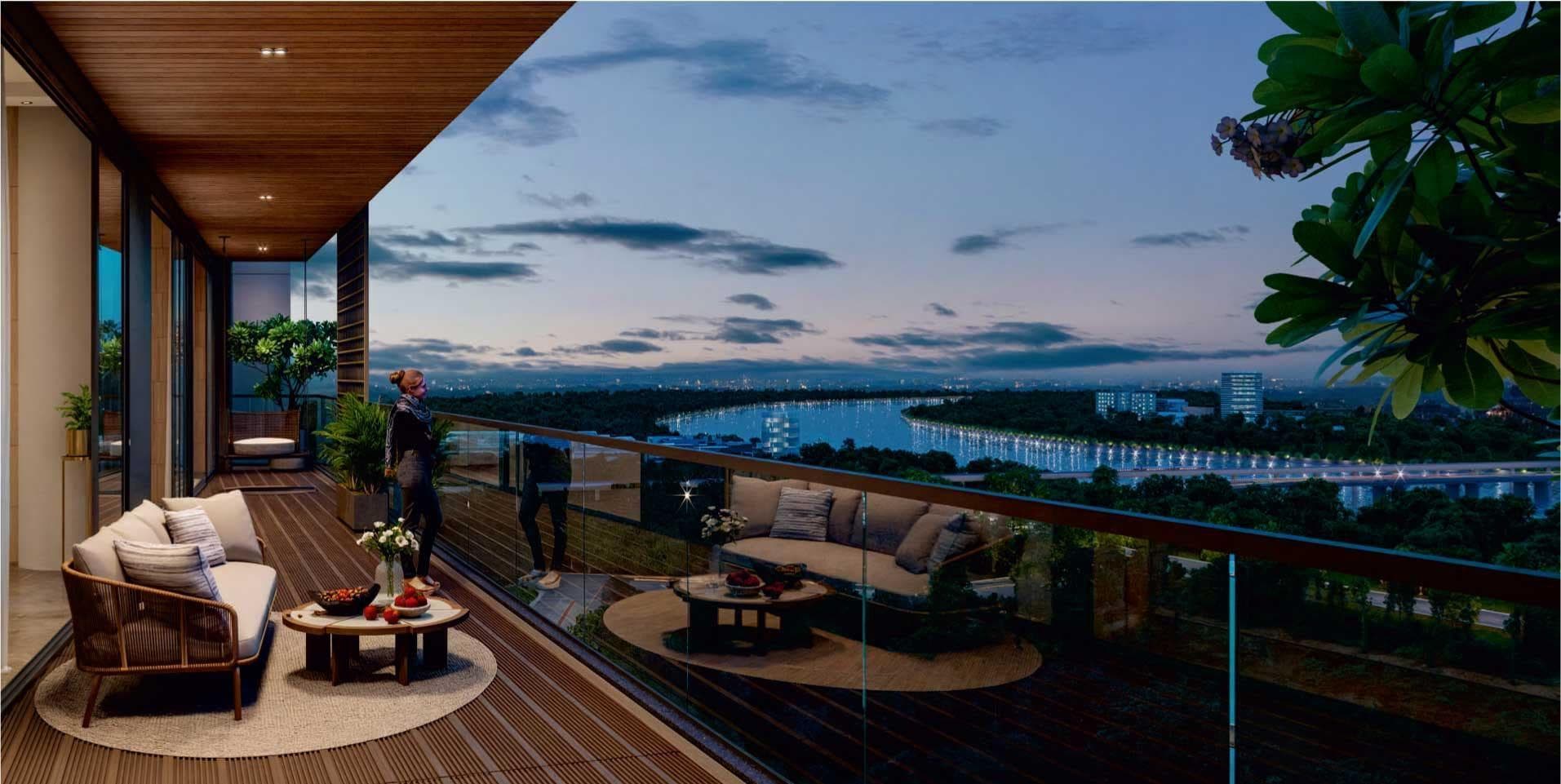 4 BHK riverfront balcony at Shivalik Presente GIFT City